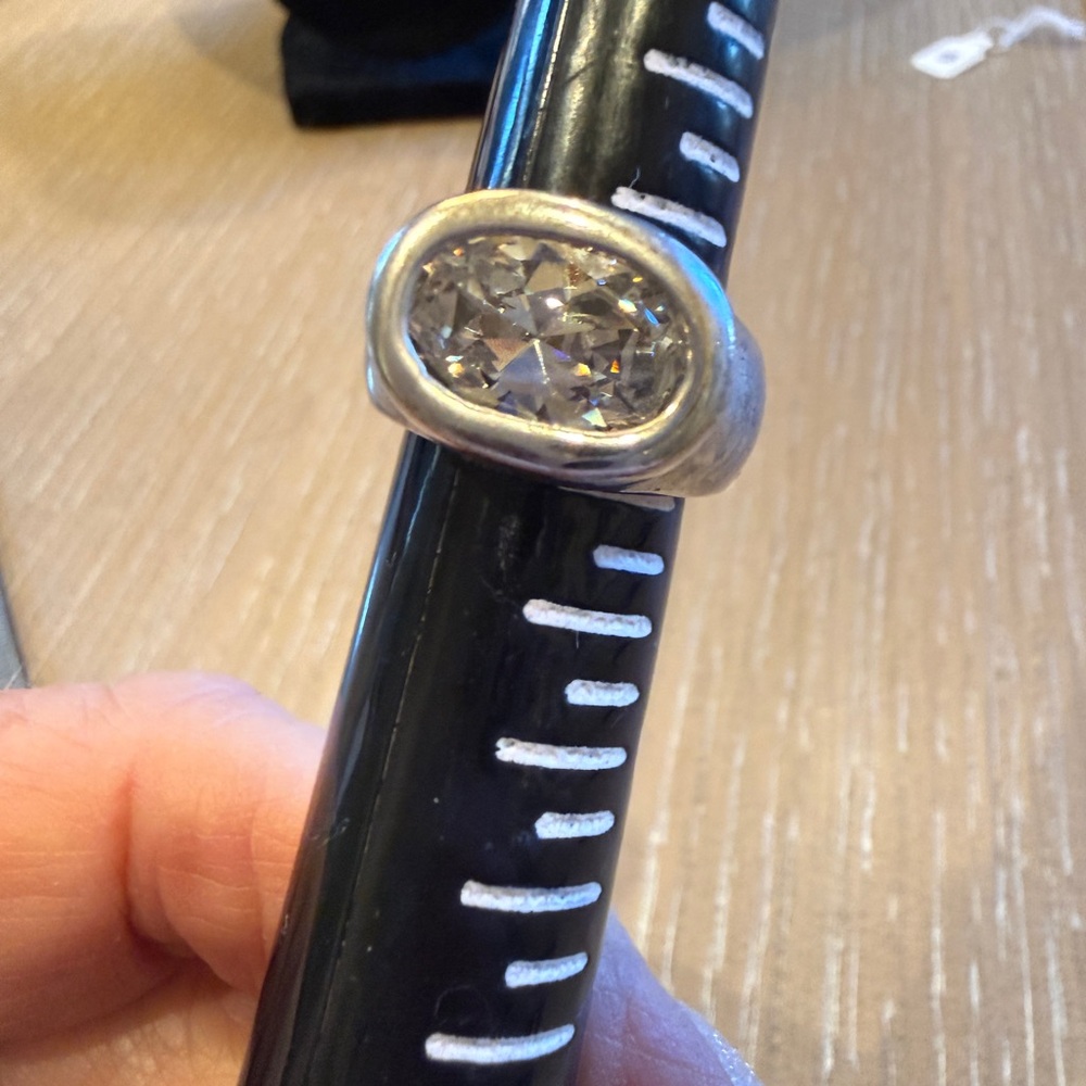 solid Sterling Silver Ring with Large CZ Gemstone… - image 1